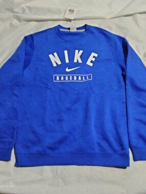 Nike Baseball Mens Club Fleece Crewneck Sweatshirt Game Royal Blue Size M NWT